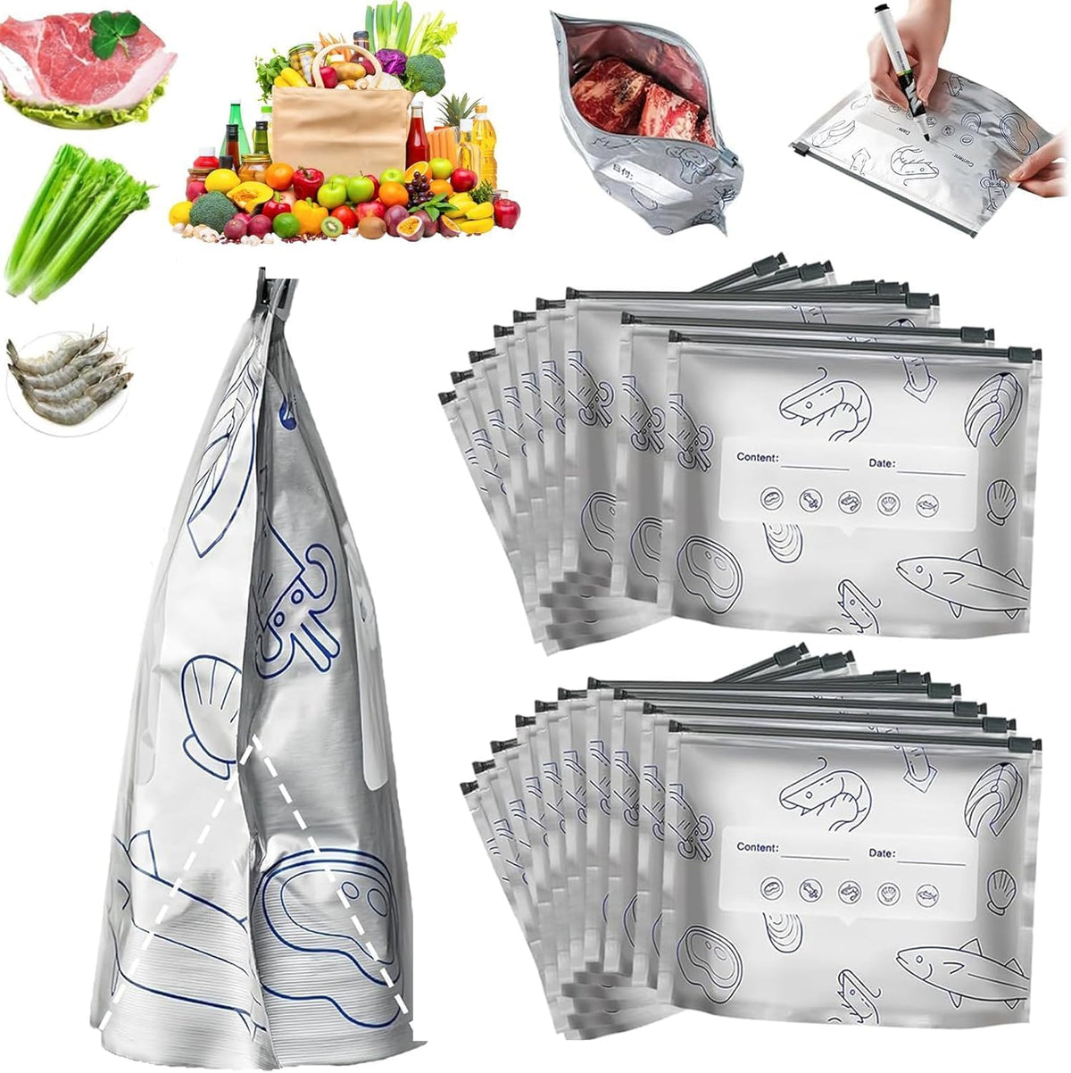 Aluminium Foil Bags Resealable Zip Lock Pouch (Pack Of 20)